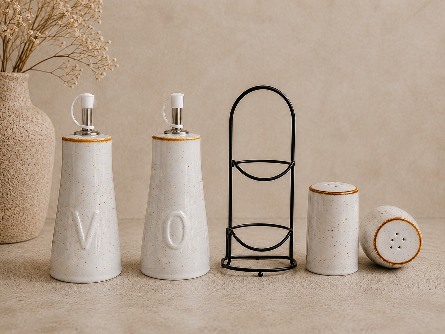Heirloom Ceramic Condiment Set